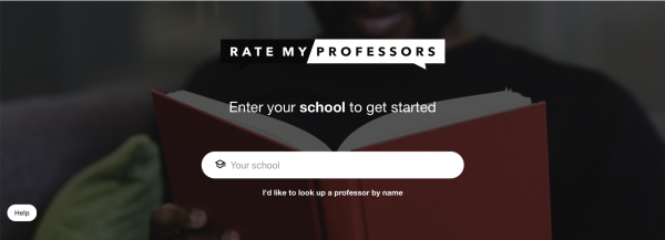 Ratemyprofessor.com home screen